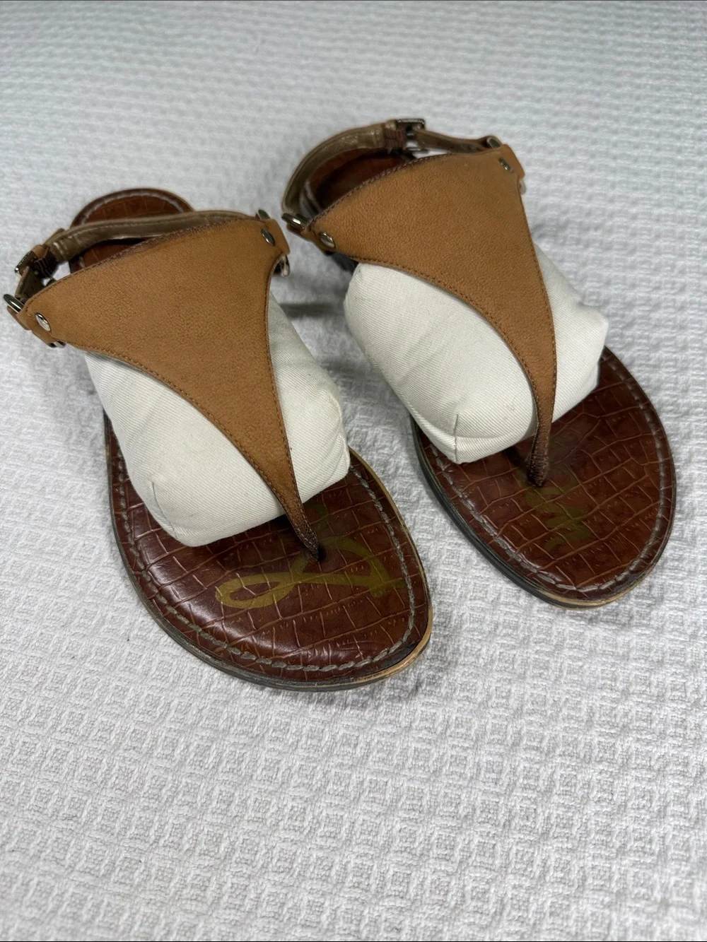 Sam Edelman Greta flat sandal 2 pairs tan and bronze leather size 9